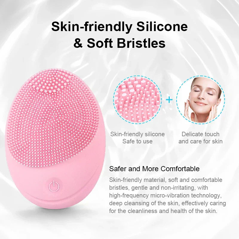 Electric silicone face brush skin massage Electric silicone face skin